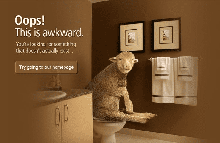 picture of a sheep in the bathroom 404 error